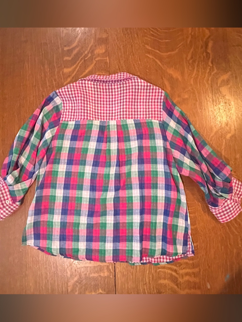 JODIFL Pink, Blue & Green Plaid Long-Sleeve Button-Down Shirt